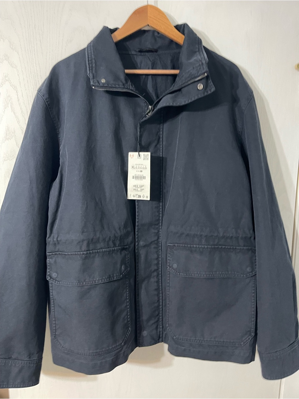 ZARA Men's Regular Fit Navy Zip-Front Parka Coat